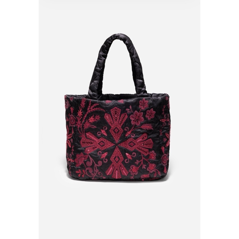 NWT JOHNNY WAS Annalina Quilted Tote Bag Embroidered Sequin Purse $280